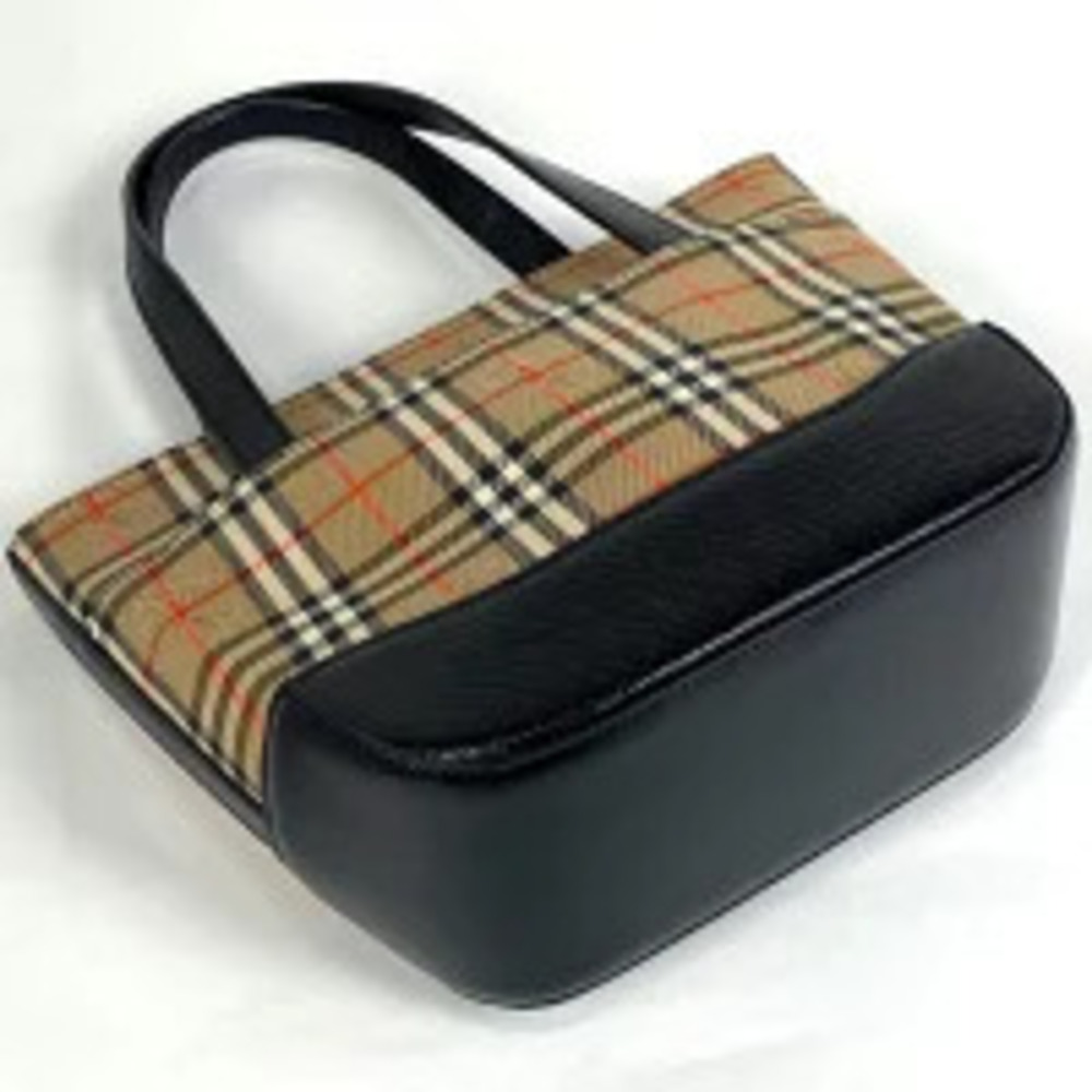 Burberry Brown Black Handbag Check Canvas Brown Black
